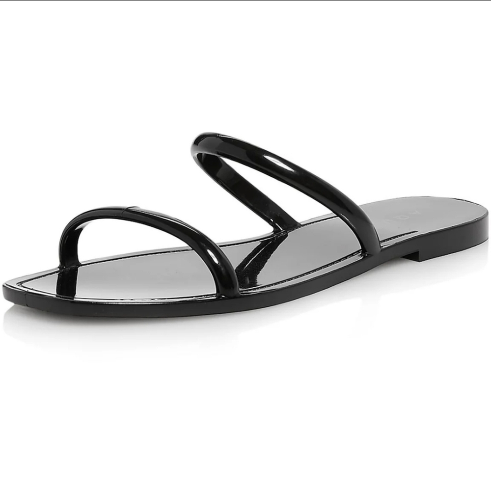 NIB Aqua Brand Black Size 7 Metallic Slip-On Jelly Sandals *bsmt